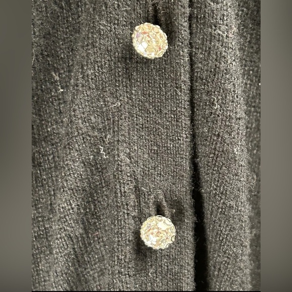 Lauren Ralph Lauren Silk Cashmere Blend Black Cardigan S Rhinestone Button Up - Picture 4 of 11